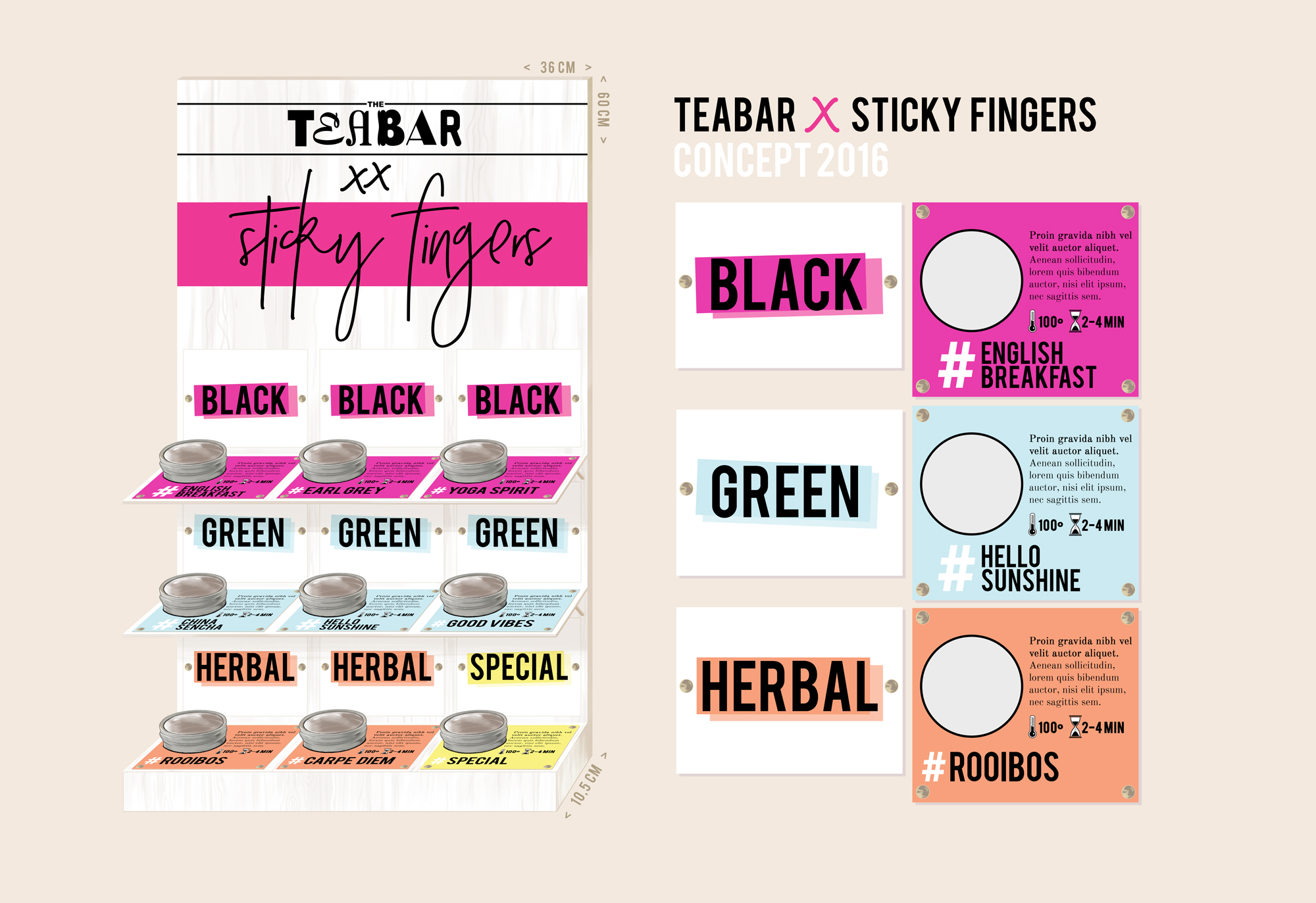 Theemeubel ontworpen in opdracht van Sticky Finger Amsterdam Een schets van het door Tea Bar ontworpen theemeubel voor Sticky Fingers Amsterdam